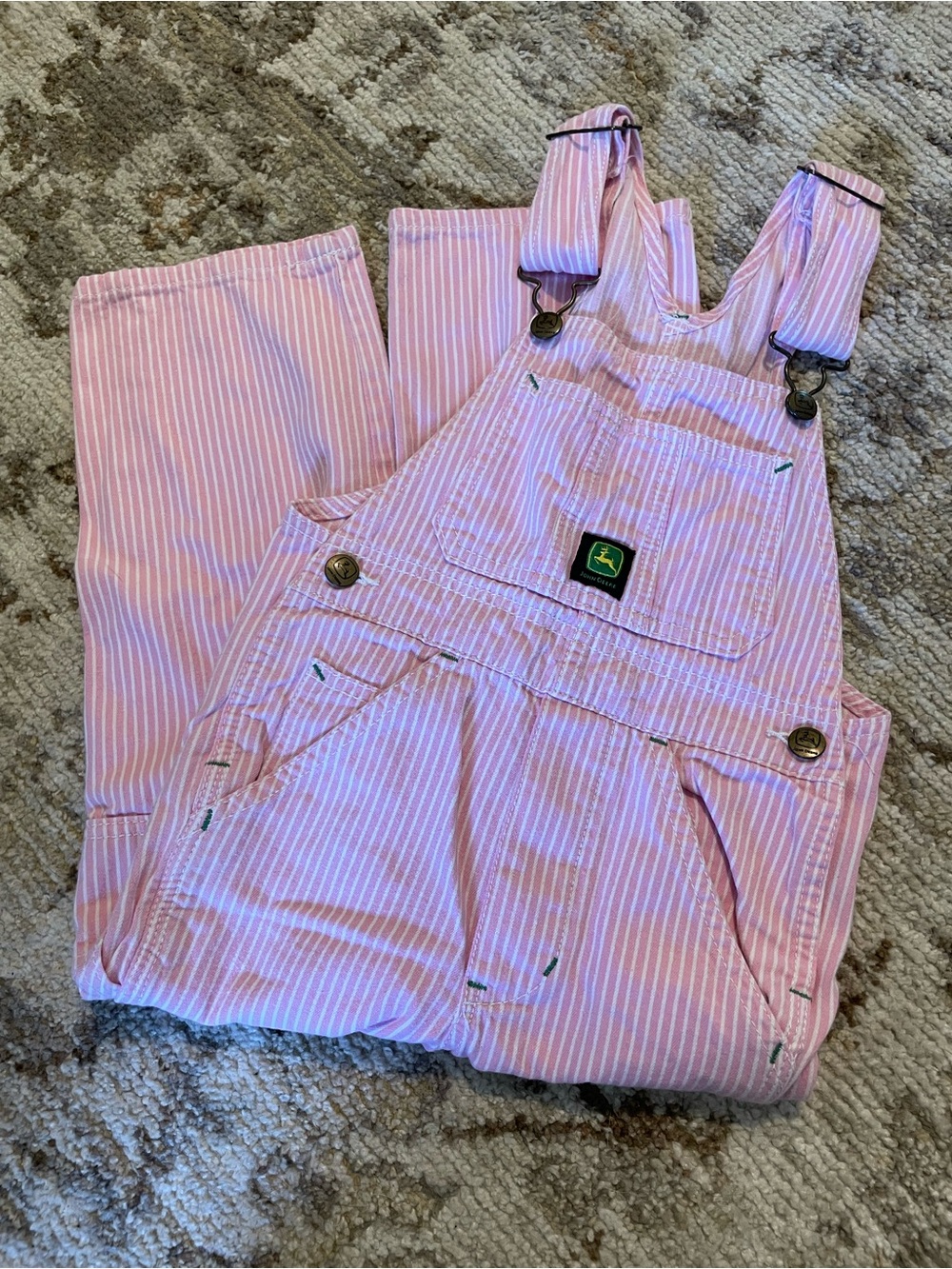 John Deere Pink and White Stripe Overalls Bib